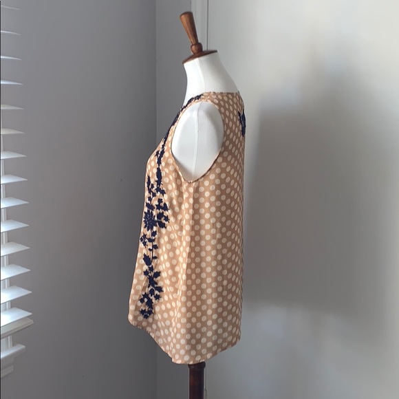 M Tan & Cream Polka Dot sleeveless top - Picture 5 of 7